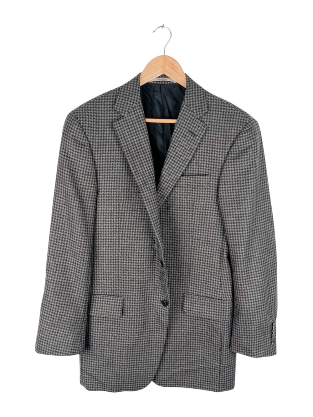 Hickey Freeman Houndstooth Wool Sport Coat Blazer USA Made Mens Size 42R